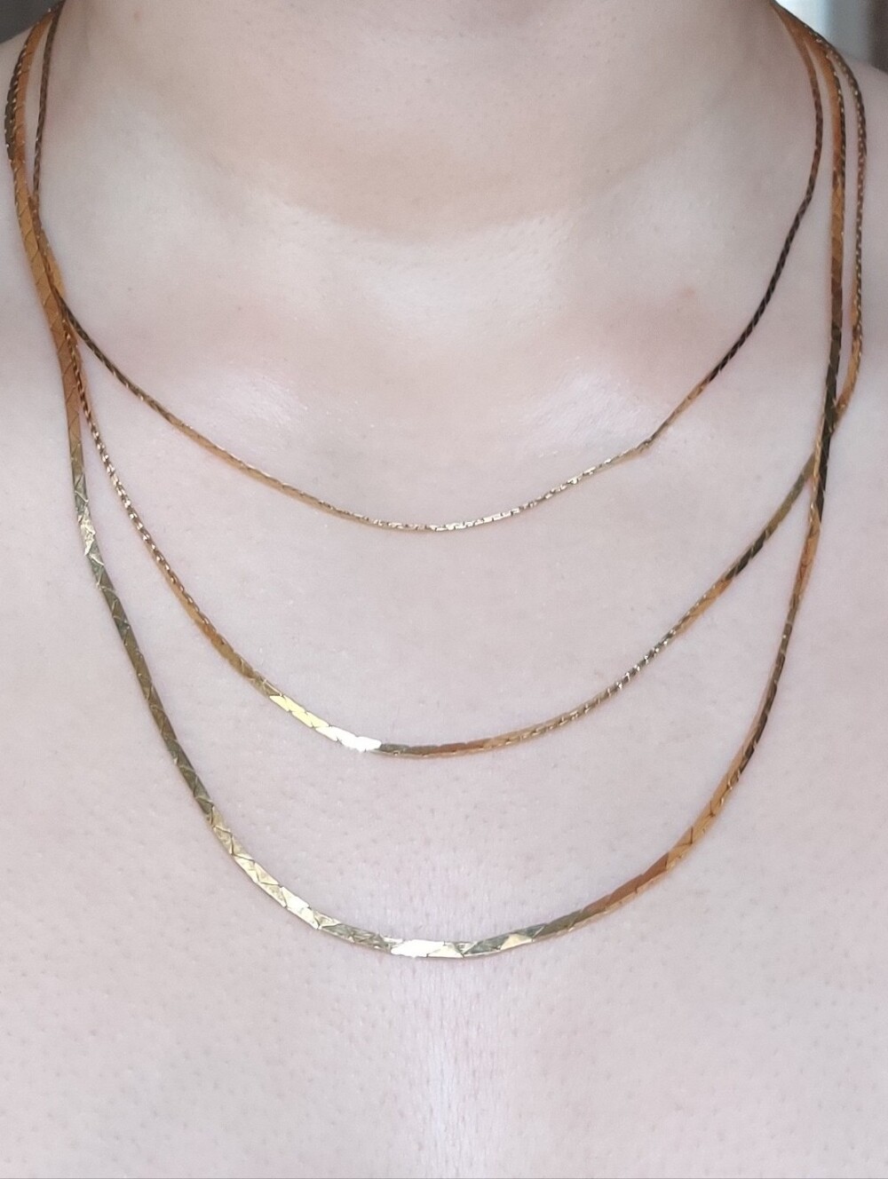 Vintage Layered Gold Tone Necklace Set - Women Jewelry